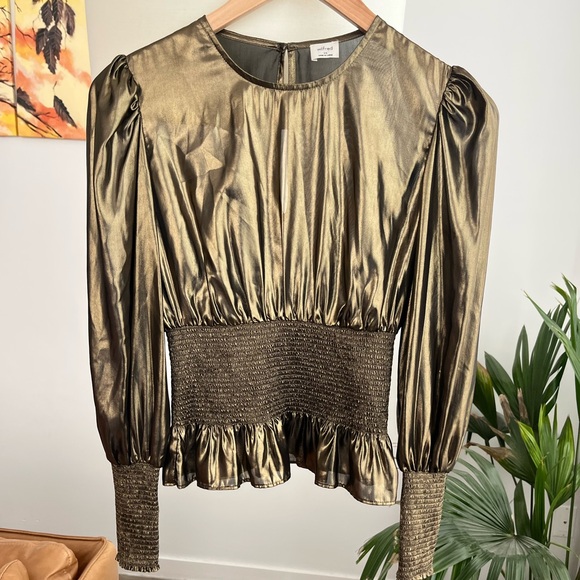 Aritzia Wilfred Gold Metallic Ballad Blouse - Picture 2 of 5